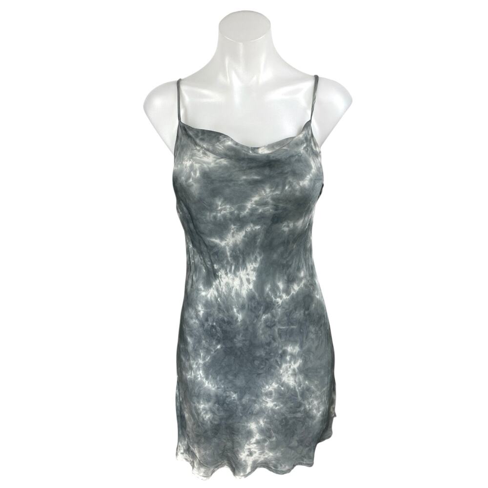 Olivaceous Gray Tie Dye Sleeveless Cowl Neck Cami Camisole Mini Tank Dress Sz M